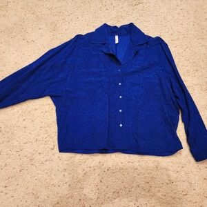 Vibrant Blue Button-Up Blouse